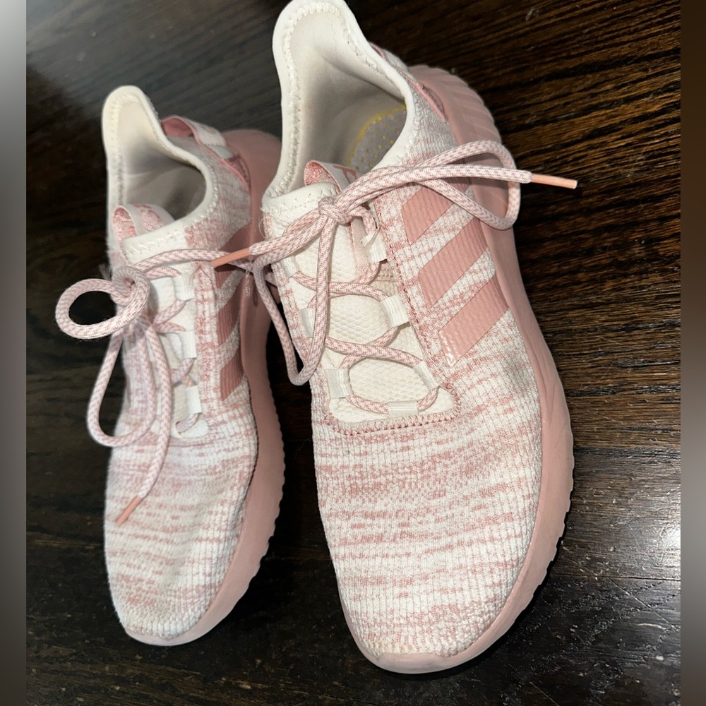 ADIDAS Women's Pink and White Trainers Size: 8 1/2